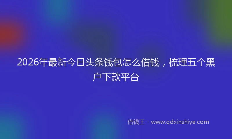2026年最新今日头条钱包怎么借钱,梳理五个黑户下款平台