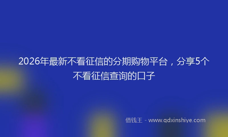 2026年最新不看征信的分期购物平台，分享5个不看征信查询的口子