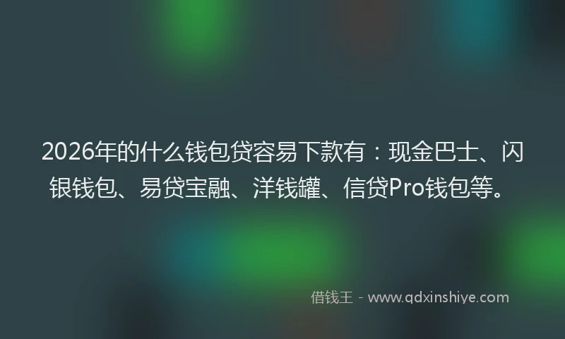 2026年的什么钱包贷容易下款有：现金巴士、闪银钱包、易贷宝融、洋钱罐、信贷Pro钱包等。