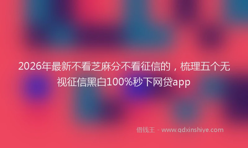 2026年最新不看芝麻分不看征信的，梳理五个无视征信黑白100%秒下网贷app