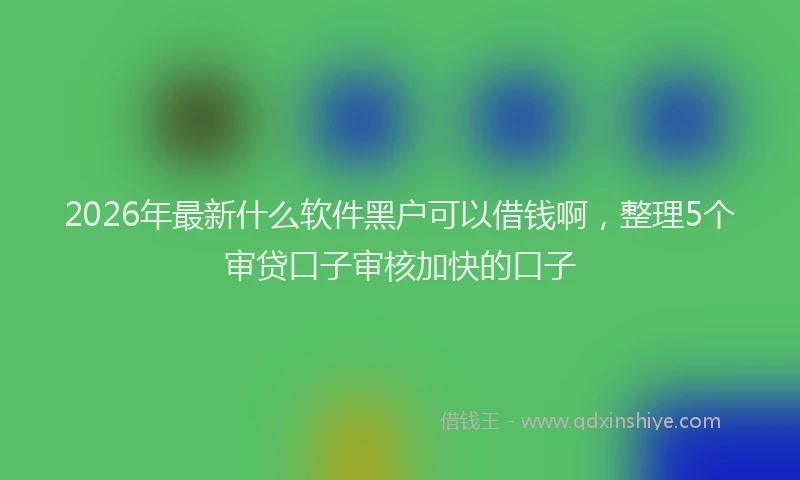 2026年最新什么软件黑户可以借钱啊，整理5个审贷口子审核加快的口子