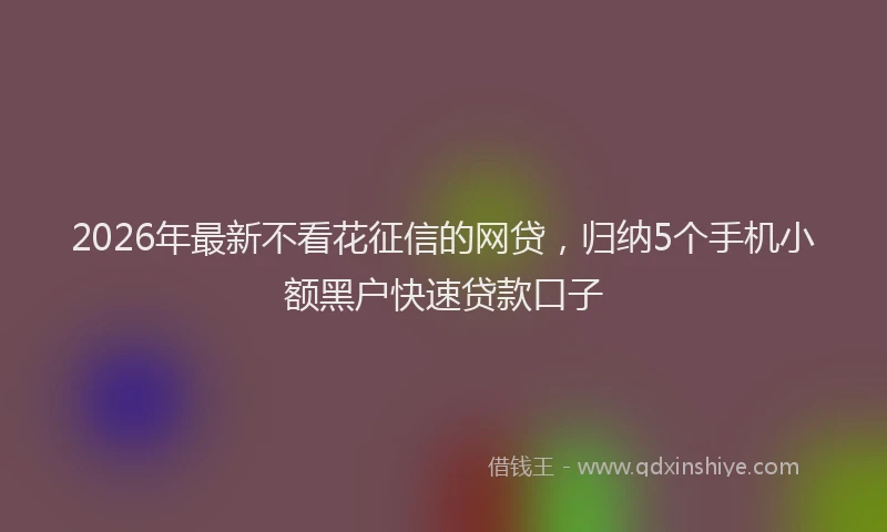 2026年最新不看花征信的网贷,归纳5个手机小额黑户快速贷款口子