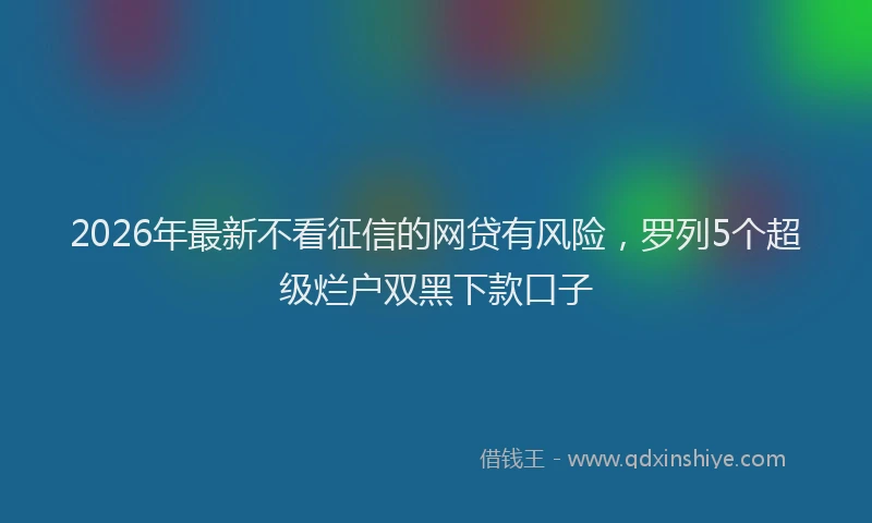 2026年最新不看征信的网贷有风险，罗列5个超级烂户双黑下款口子