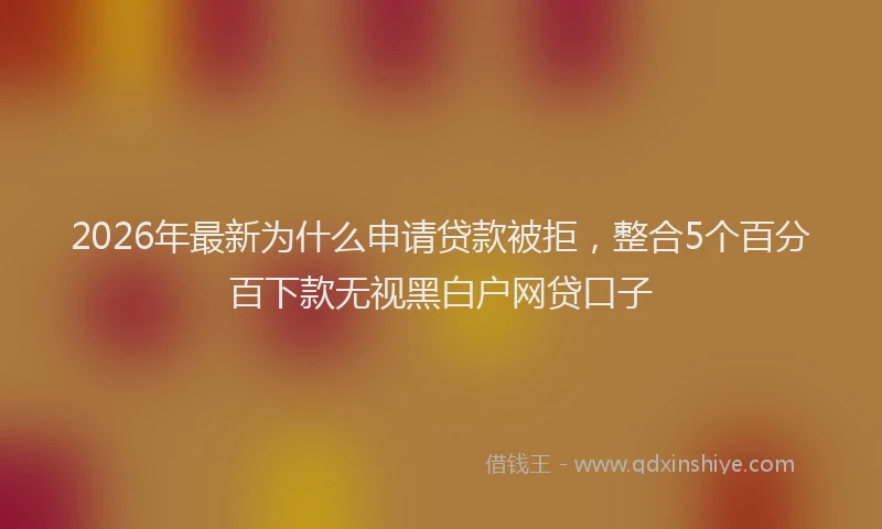 2026年最新为什么申请贷款被拒,整合5个百分百下款无视黑白户网贷口子
