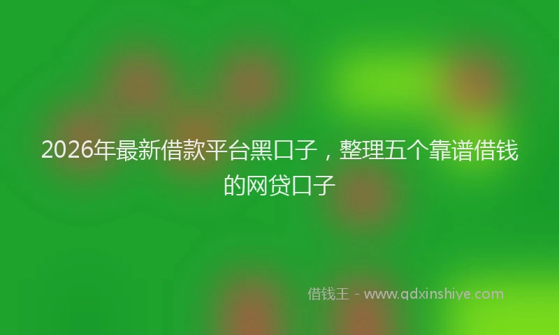 2026年最新借款平台黑口子，整理五个靠谱借钱的网贷口子