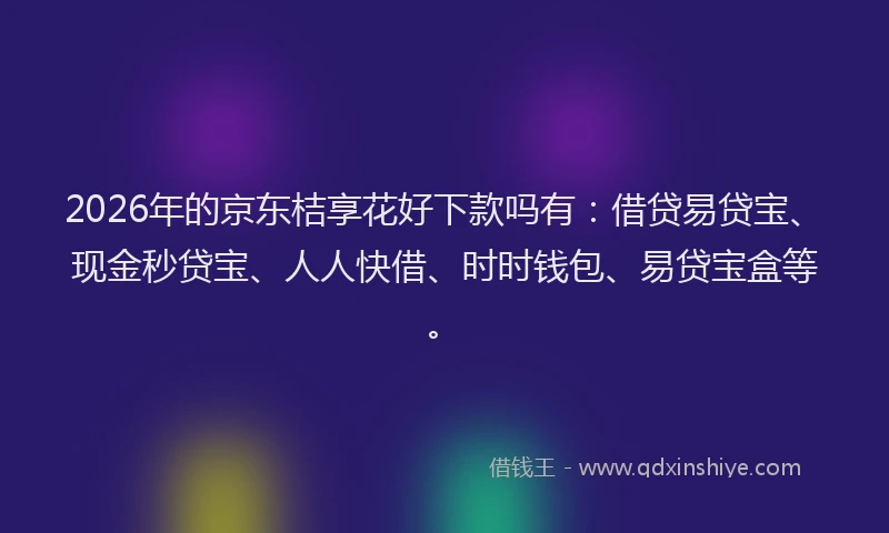 2026年的京东桔享花好下款吗有:借贷易贷宝、现金秒贷宝、人人快借、时时钱包、易贷宝盒等。