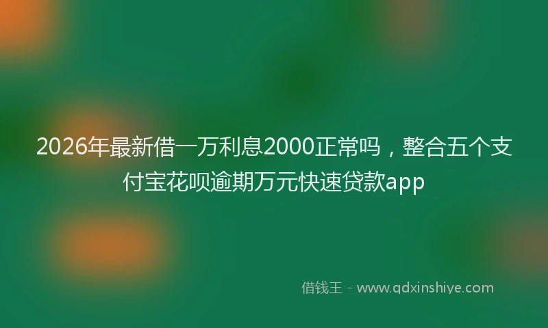 2026年最新借一万利息2000正常吗，整合五个支付宝花呗逾期万元快速贷款app
