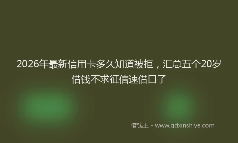 2026年最新信用卡多久知道被拒,汇总五个20岁借钱不求征信速借口子