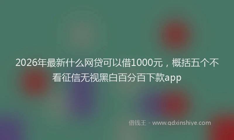 2026年最新什么网贷可以借1000元,概括五个不看征信无视黑白百分百下款app
