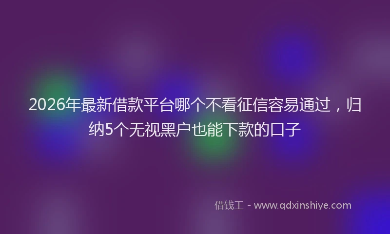 2026年最新借款平台哪个不看征信容易通过，归纳5个无视黑户也能下款的口子
