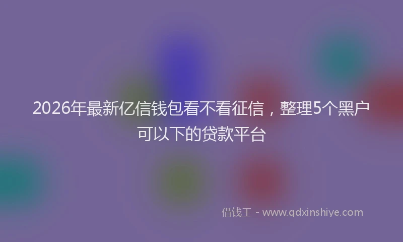 2026年最新亿信钱包看不看征信，整理5个黑户可以下的贷款平台
