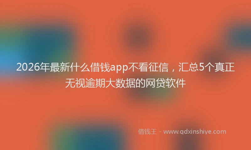 2026年最新什么借钱app不看征信,汇总5个真正无视逾期大数据的网贷软件
