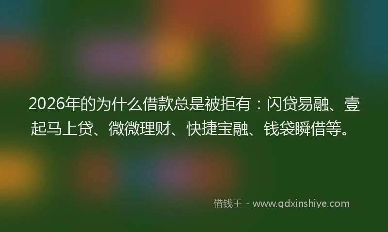 2026年的为什么借款总是被拒有：闪贷易融、壹起马上贷、微微理财、快捷宝融、钱袋瞬借等。