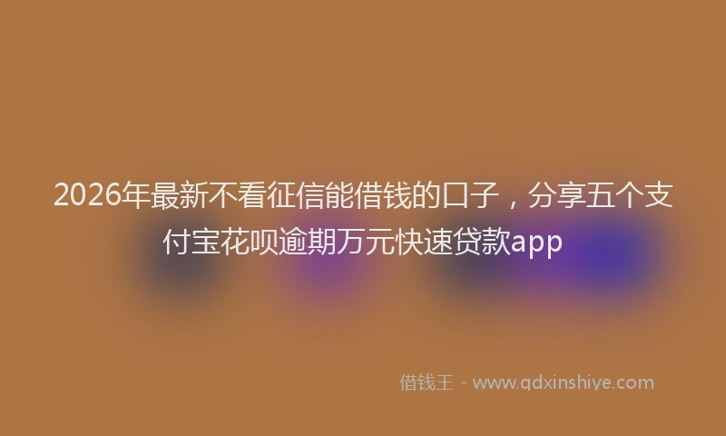 2026年最新不看征信能借钱的口子，分享五个支付宝花呗逾期万元快速贷款app