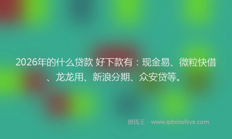 2026年的什么贷款 好下款有:现金易、微粒快借、龙龙用、新浪分期、众安贷等。