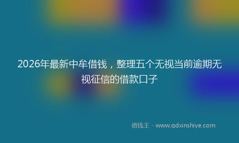 2026年最新中牟借钱，整理五个无视当前逾期无视征信的借款口子