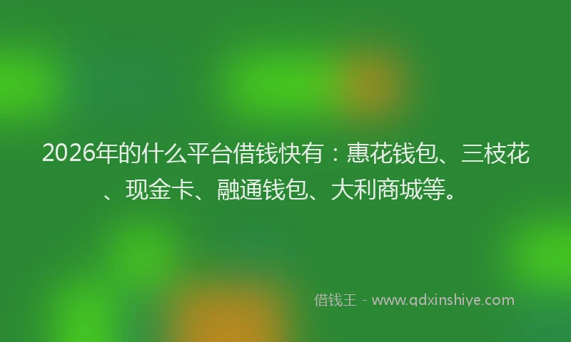 2026年的什么平台借钱快有：惠花钱包、三枝花、现金卡、融通钱包、大利商城等。