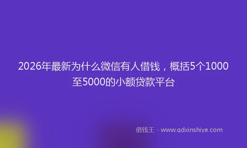 2026年最新为什么微信有人借钱，概括5个1000至5000的小额贷款平台