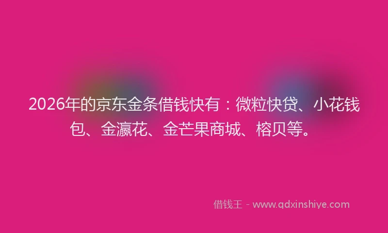2026年的京东金条借钱快有：微粒快贷、小花钱包、金瀛花、金芒果商城、榕贝等。