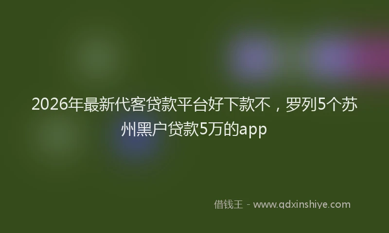 2026年最新代客贷款平台好下款不,罗列5个苏州黑户贷款5万的app