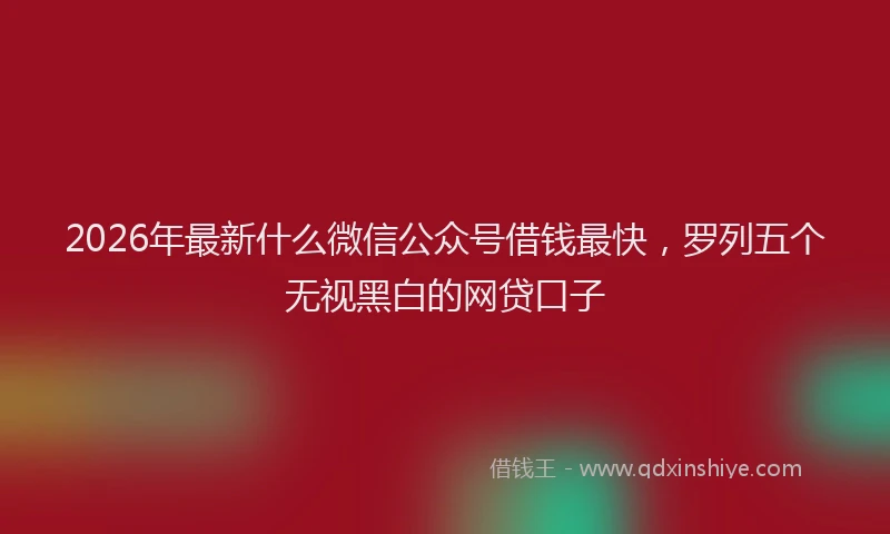 2026年最新什么微信公众号借钱最快，罗列五个无视黑白的网贷口子
