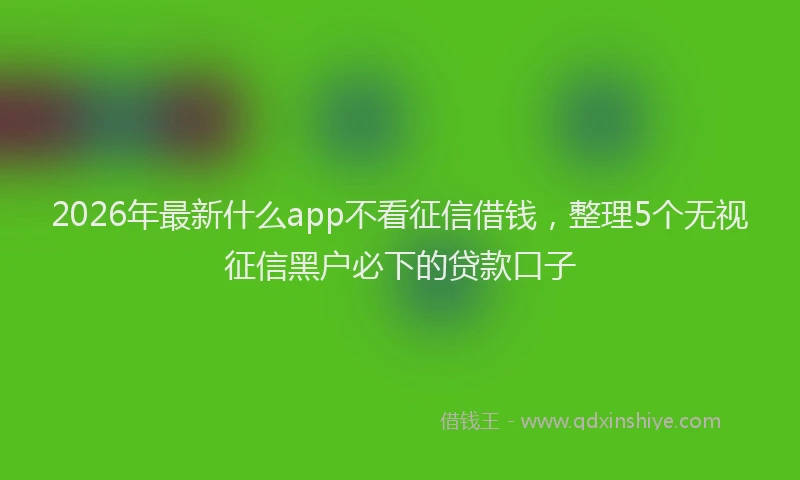 2026年最新什么app不看征信借钱，整理5个无视征信黑户必下的贷款口子