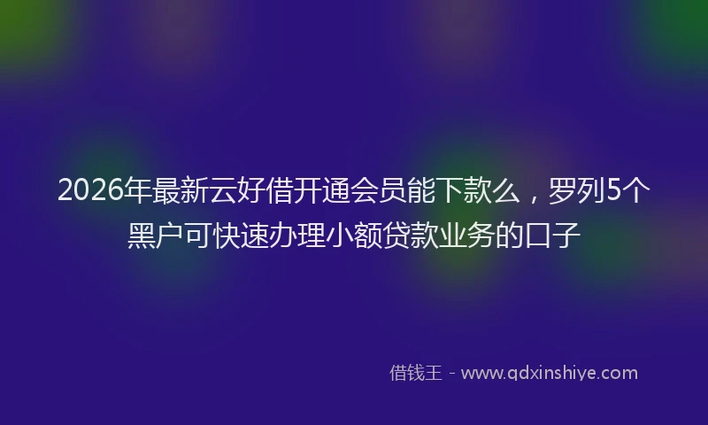 2026年最新云好借开通会员能下款么，罗列5个黑户可快速办理小额贷款业务的口子