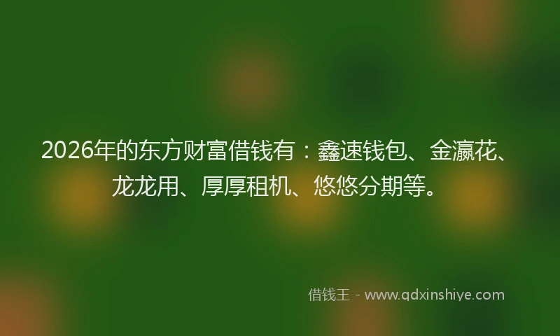 2026年的东方财富借钱有：鑫速钱包、金瀛花、龙龙用、厚厚租机、悠悠分期等。