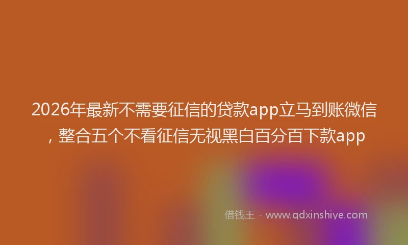 2026年最新不需要征信的贷款app立马到账微信，整合五个不看征信无视黑白百分百下款app
