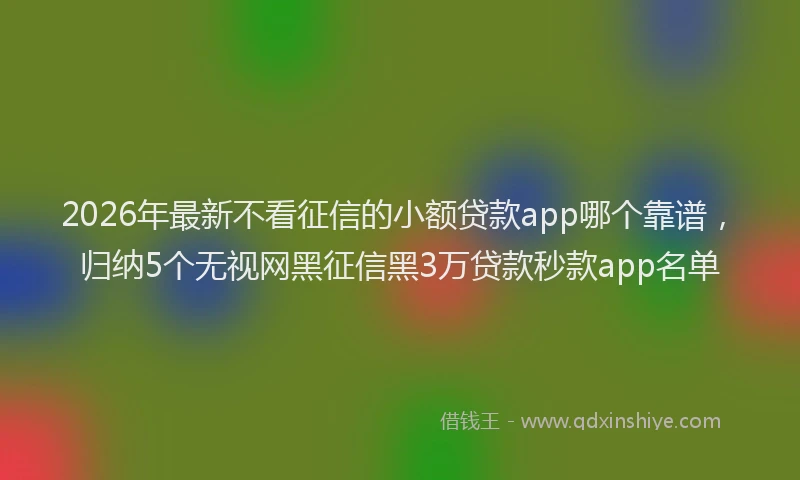 2026年最新不看征信的小额贷款app哪个靠谱，归纳5个无视网黑征信黑3万贷款秒款app名单