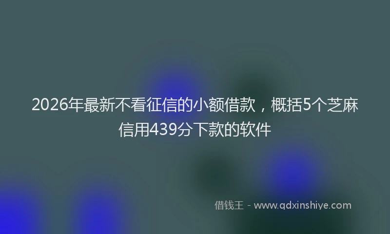 2026年最新不看征信的小额借款，概括5个芝麻信用439分下款的软件