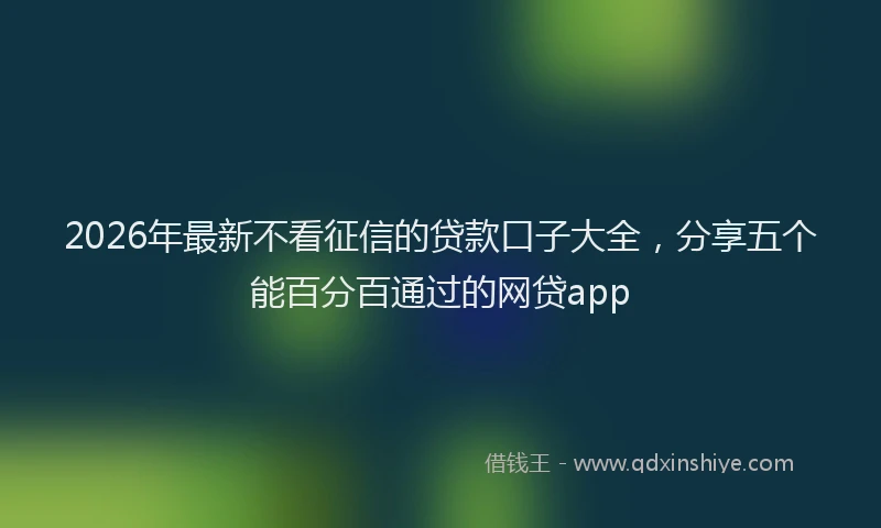 2026年最新不看征信的贷款口子大全，分享五个能百分百通过的网贷app