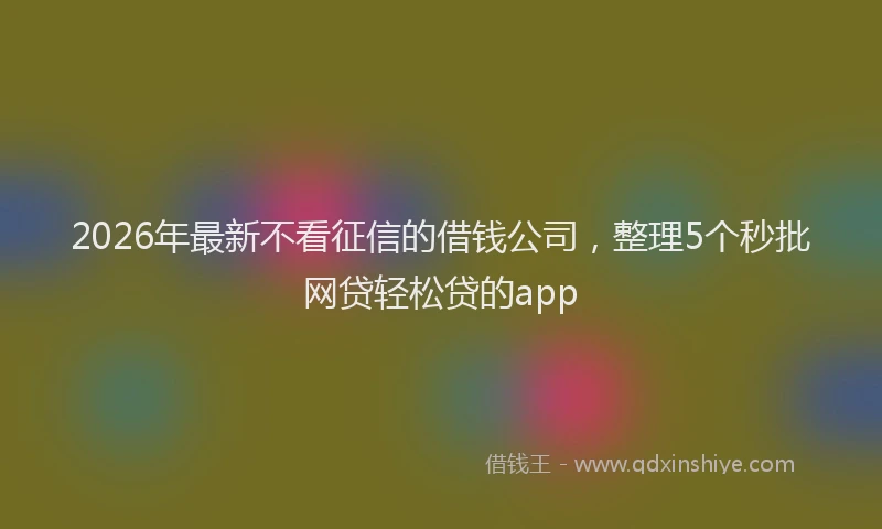 2026年最新不看征信的借钱公司，整理5个秒批网贷轻松贷的app