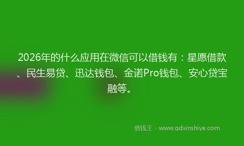 2026年的什么应用在微信可以借钱有：星愿借款、民生易贷、迅达钱包、金诺Pro钱包、安心贷宝融等。