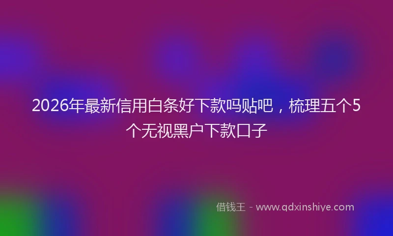 2026年最新信用白条好下款吗贴吧，梳理五个5个无视黑户下款口子