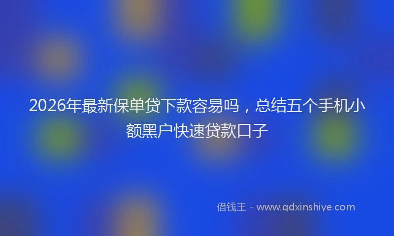 2026年最新保单贷下款容易吗，总结五个手机小额黑户快速贷款口子