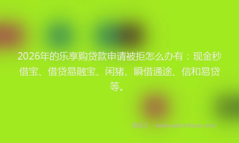 2026年的乐享购贷款申请被拒怎么办有：现金秒借宝、借贷易融宝、闲猪、瞬借通途、信和易贷等。