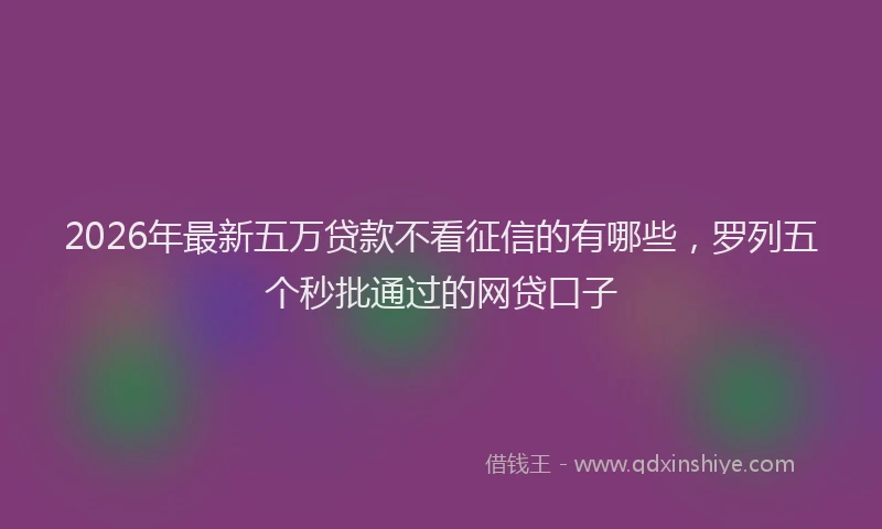 2026年最新五万贷款不看征信的有哪些，罗列五个秒批通过的网贷口子