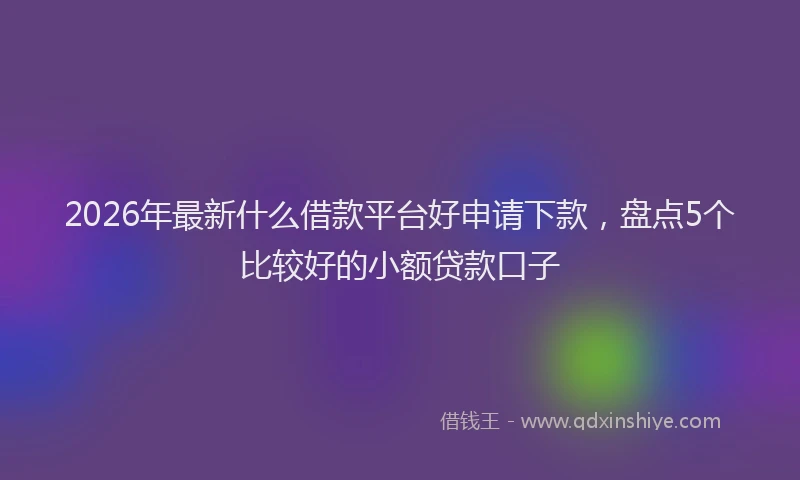 2026年最新什么借款平台好申请下款，盘点5个比较好的小额贷款口子