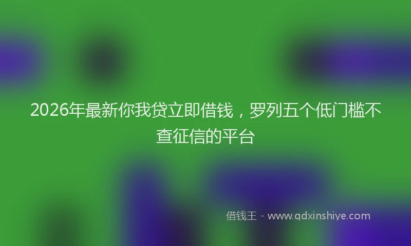 2026年最新你我贷立即借钱,罗列五个低门槛不查征信的平台