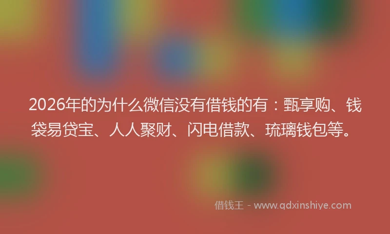2026年的为什么微信没有借钱的有：甄享购、钱袋易贷宝、人人聚财、闪电借款、琉璃钱包等。