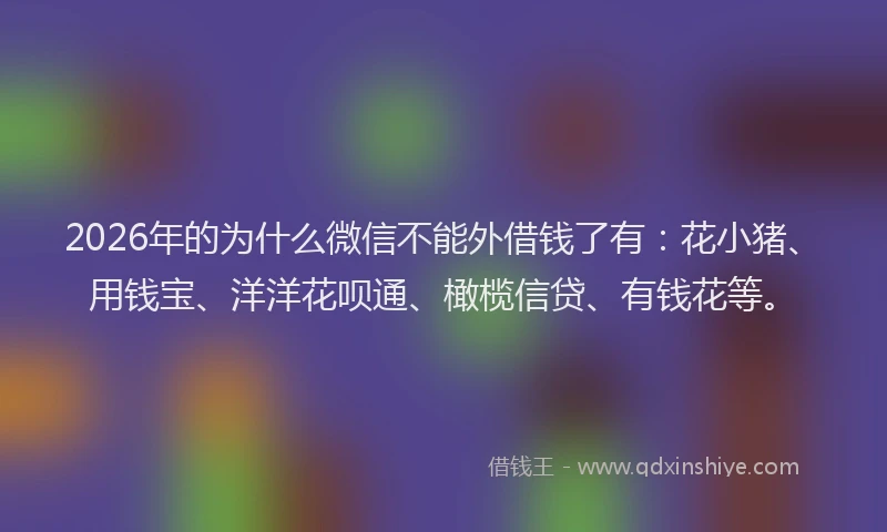 2026年的为什么微信不能外借钱了有：花小猪、用钱宝、洋洋花呗通、橄榄信贷、有钱花等。
