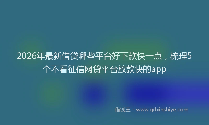 2026年最新借贷哪些平台好下款快一点,梳理5个不看征信网贷平台放款快的app