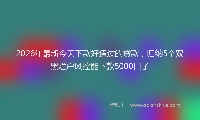 2026年最新今天下款好通过的贷款，归纳5个双黑烂户风控能下款5000口子