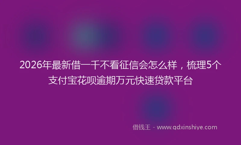 2026年最新借一千不看征信会怎么样，梳理5个支付宝花呗逾期万元快速贷款平台