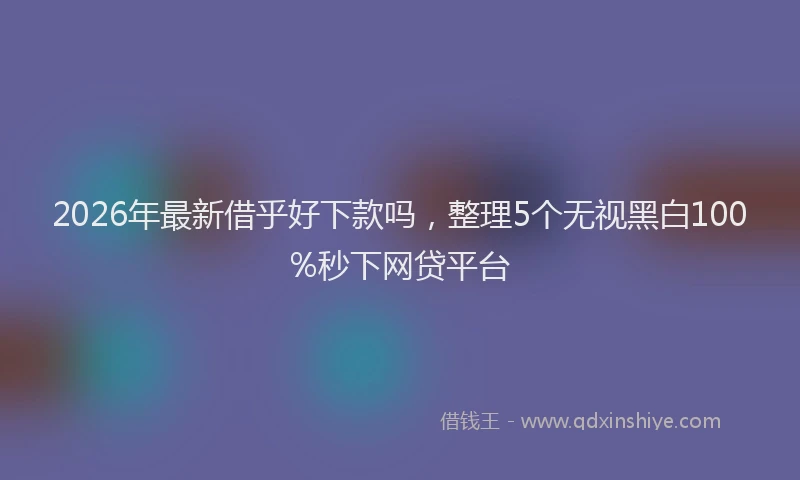 2026年最新借乎好下款吗，整理5个无视黑白100%秒下网贷平台