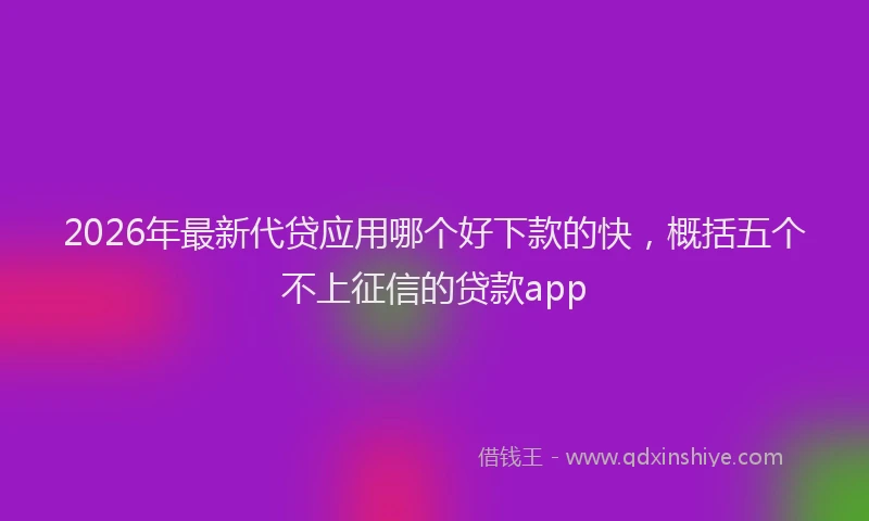 2026年最新代贷应用哪个好下款的快，概括五个不上征信的贷款app