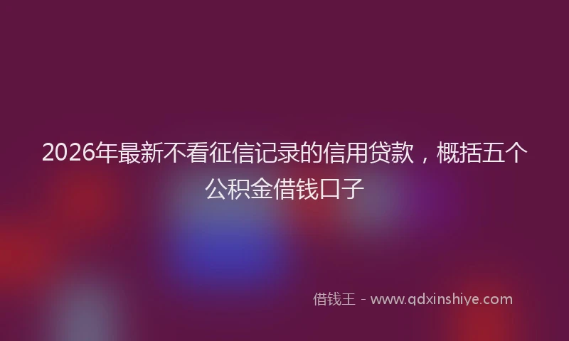 2026年最新不看征信记录的信用贷款，概括五个公积金借钱口子