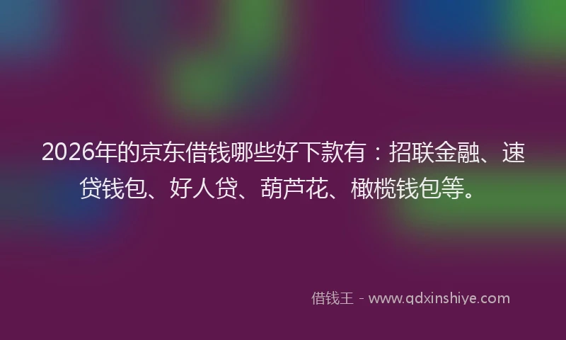 2026年的京东借钱哪些好下款有：招联金融、速贷钱包、好人贷、葫芦花、橄榄钱包等。