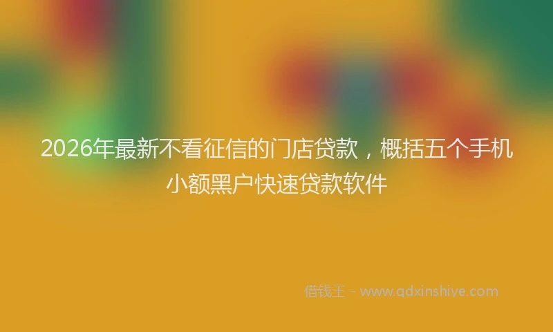 2026年最新不看征信的门店贷款，概括五个手机小额黑户快速贷款软件